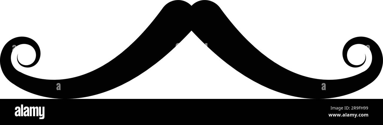 Mustache. Black silhouette of adult man mustaches. Symbol of Father day. Vector illustration. Moustache for men face Stock Vector