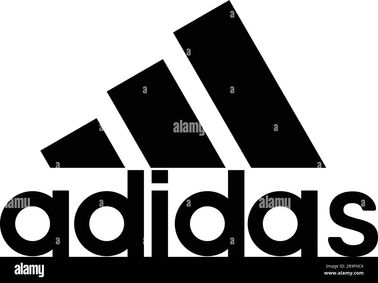 Adidas sportswear brand logo. Shoe brand black logotype stock vector on transparent background Stock Vector