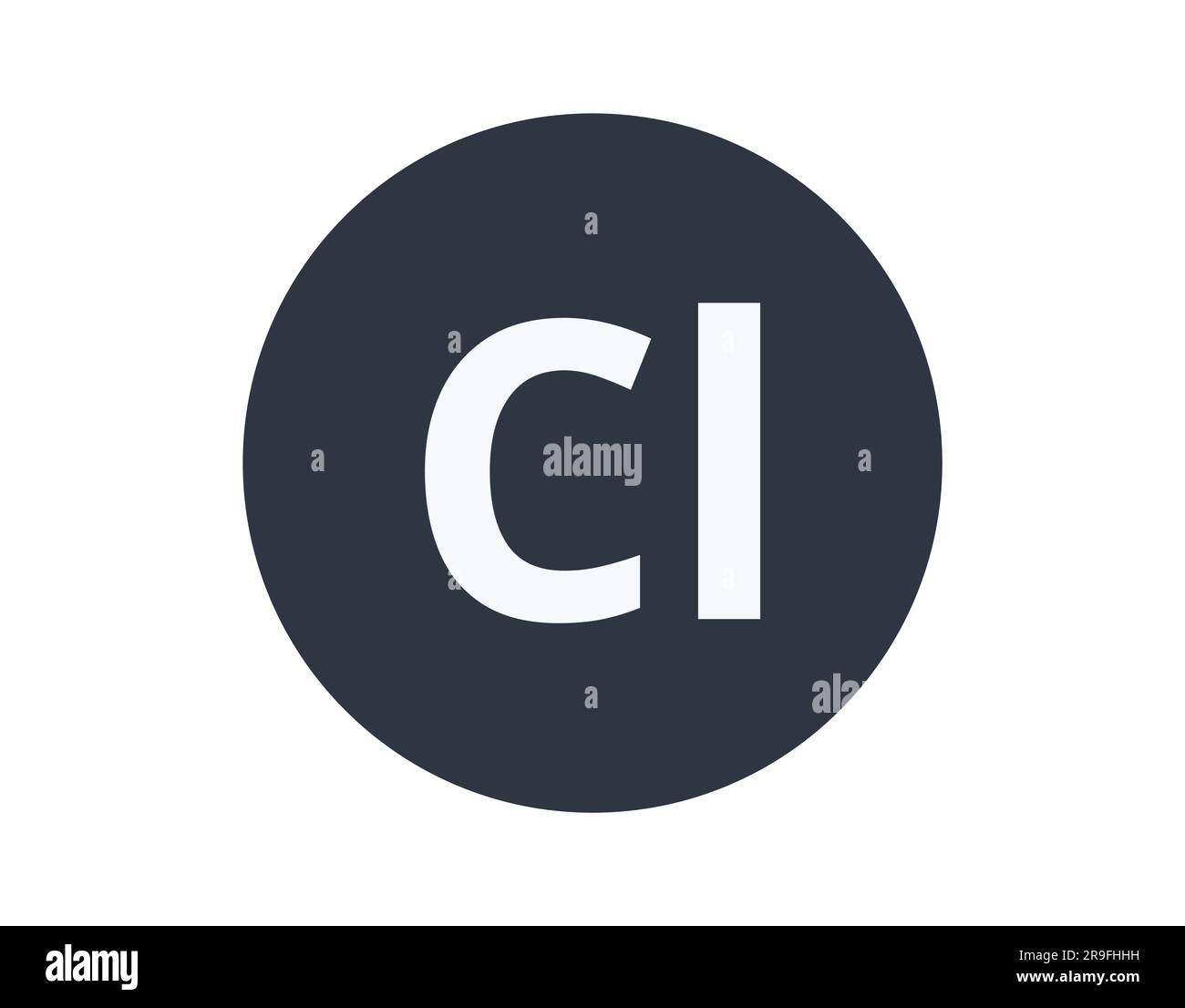 Isolated Chlorine Chemical Element in a Circle. Stock Vector