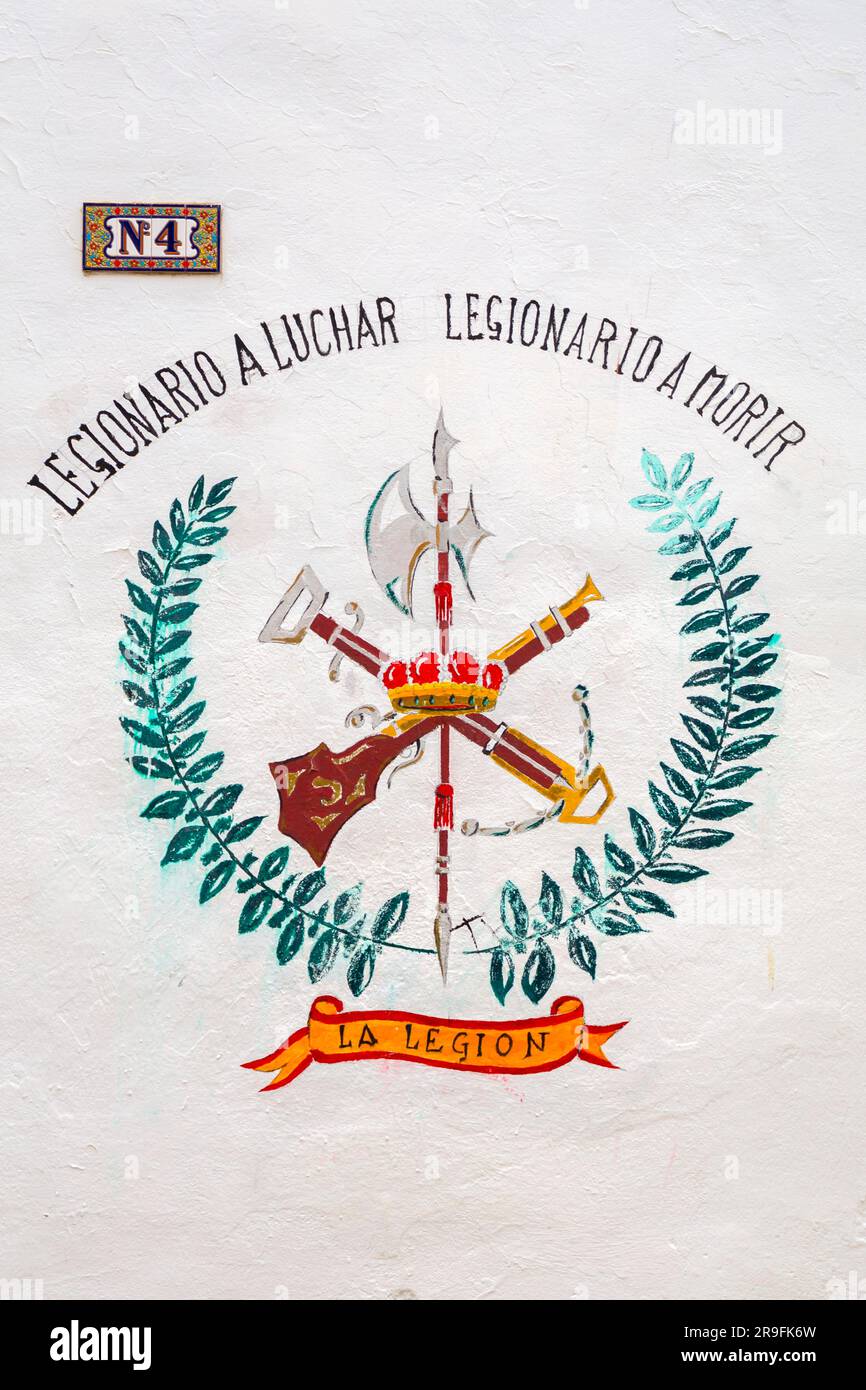 Cordoba, Spain - February 25, 2022: Logo of Cordoban legion fraternity La Legion in Cordoba, Andalusia, Spain. Stock Photo