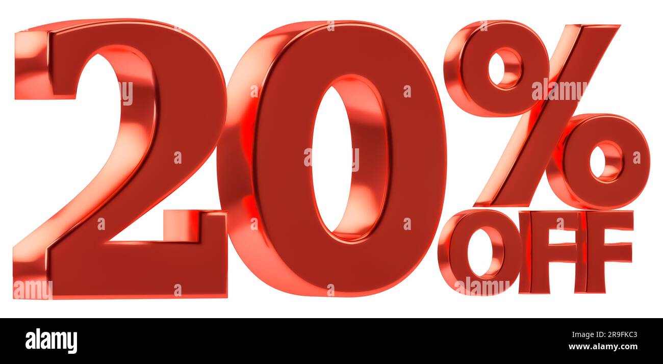 20 off discount for sale promotion. 3d number with percent sign
