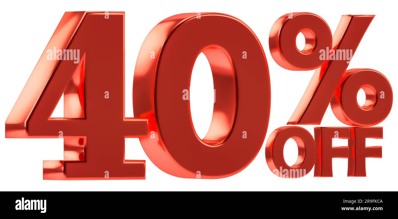 40 off discount for sale promotion. 3d number with percent sign