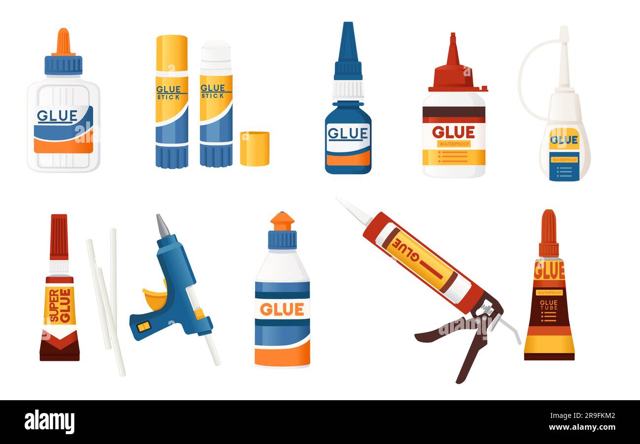 Set of different types of glue vector illustration isolated on white