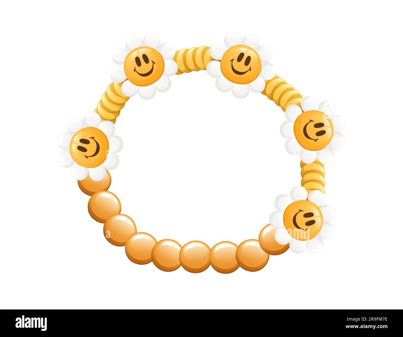 Colorful funky bracelet from bright plastic beads with flower shaped beads vector illustration isolated on white background Stock Vector