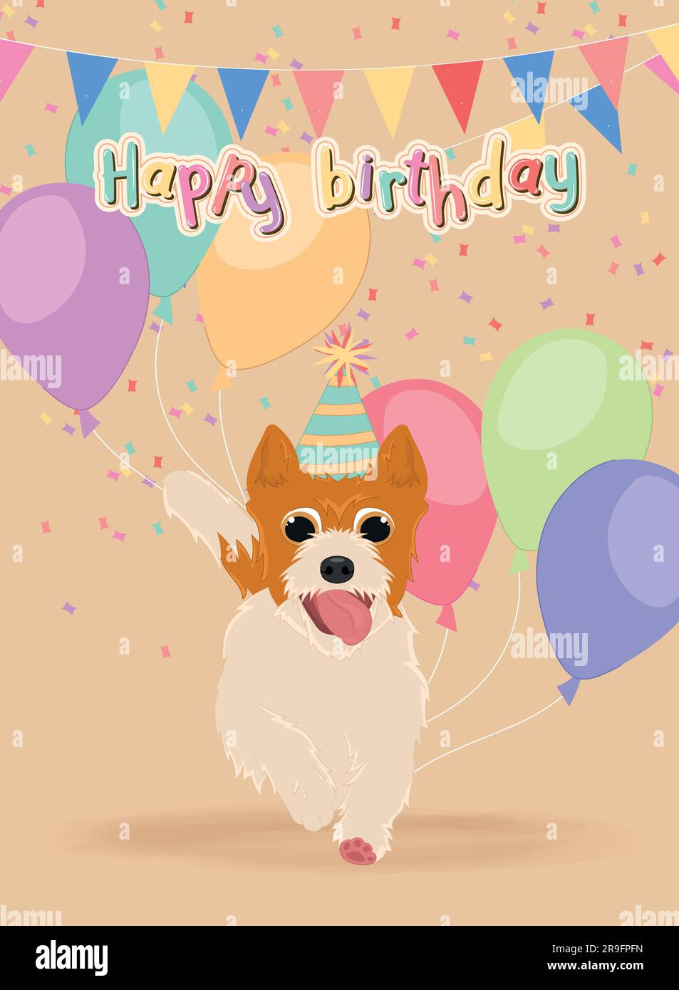 Cute birthday invitational card with a happy dog Vector Stock Vector ...