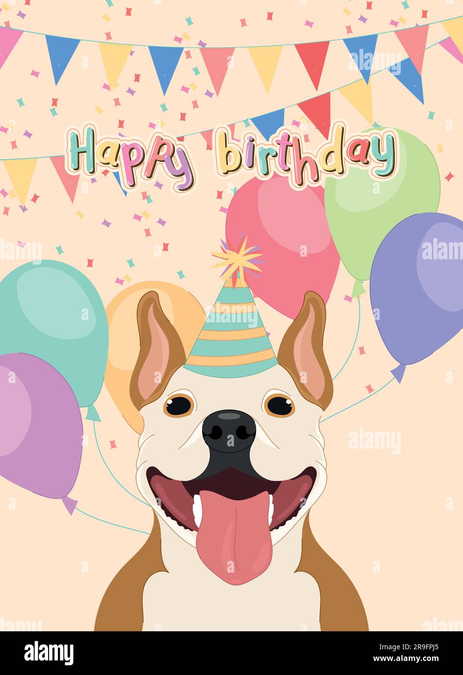 Cute birthday invitational card with a happy dog Vector Stock Vector ...