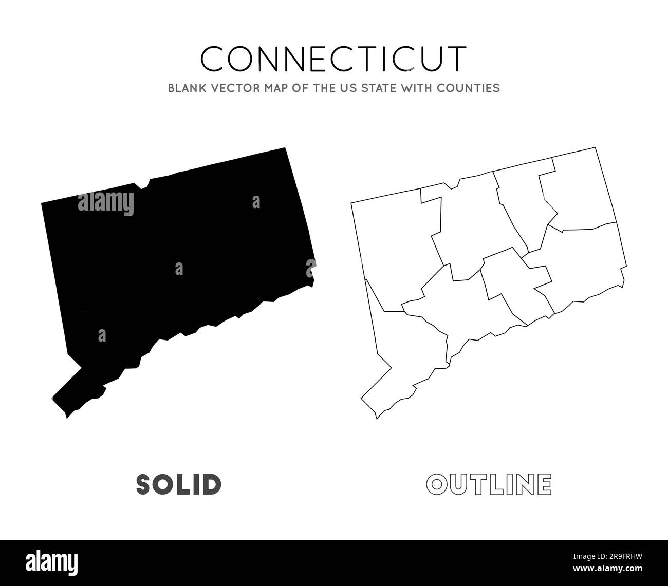 Connecticut Map Blank Vector Map Of The US State With Counties Connecticut Map Blank Vector Map Of The Us State With Counties Borders Of Connecticut For Your Infographic Vector Illustration 2R9FRHW 