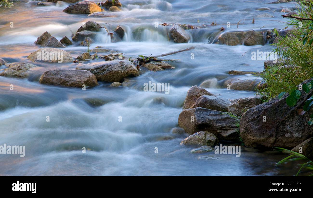 Prolonged exposure to the river stream Stock Photo