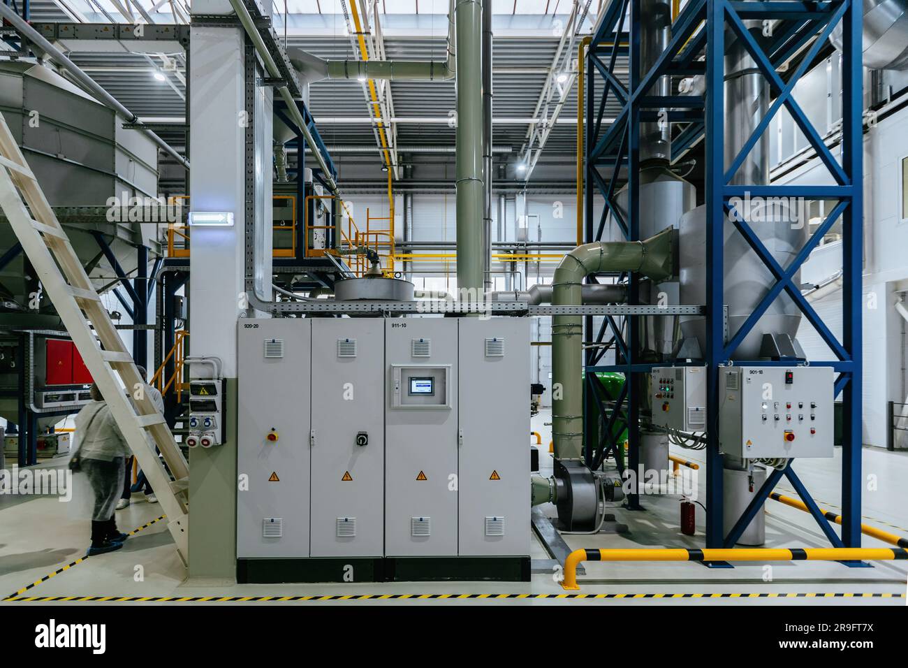 Large modern industrial automated coffee processing plant Stock Photo