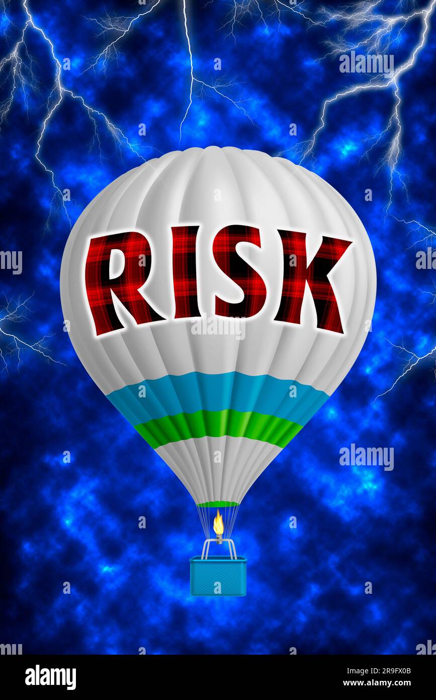 Hot air balloons with RISK concept. Abstract background, Thinking and ...