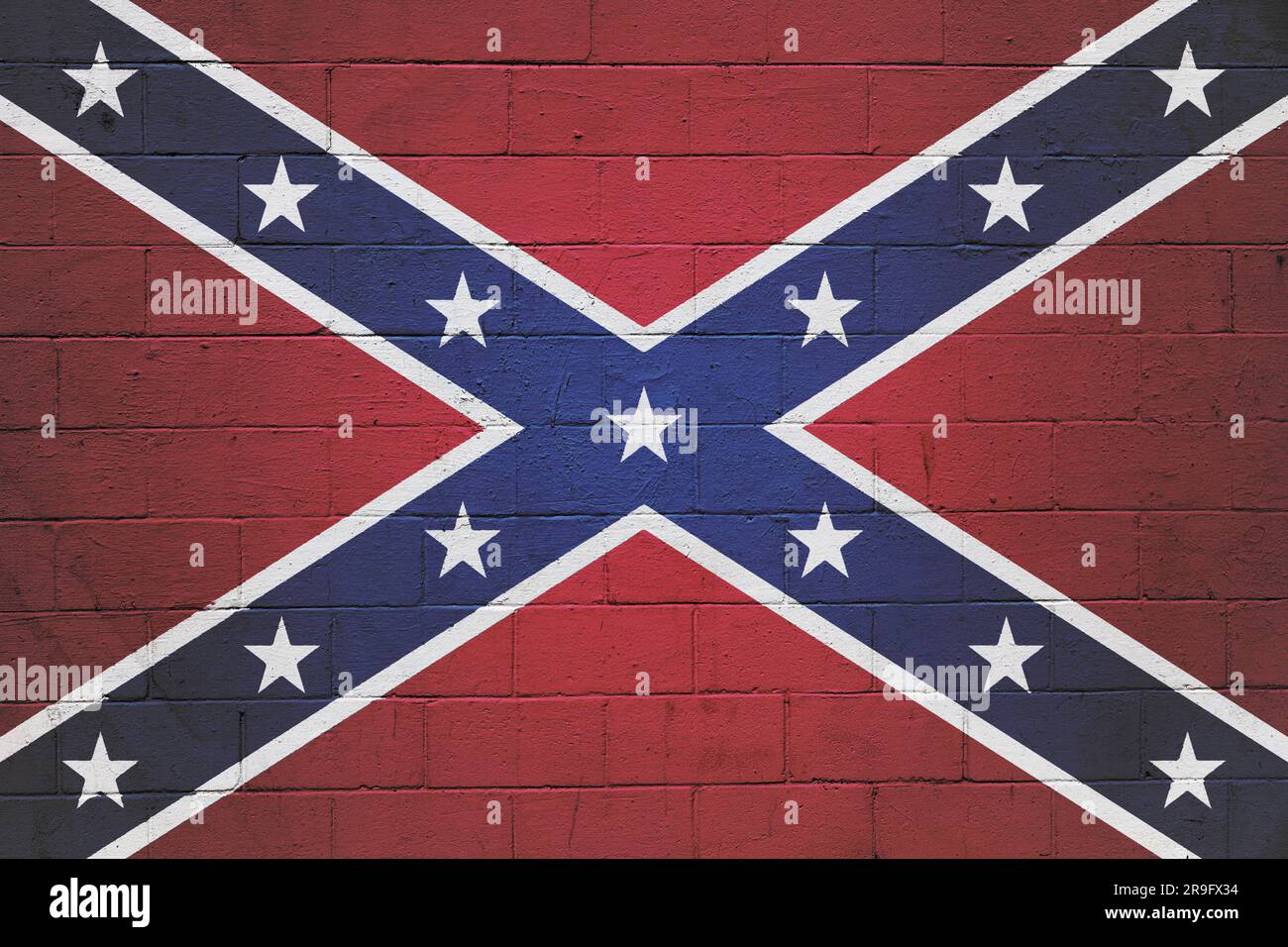 Confederate Flag painted on a cinder block wall Stock Photo Alamy