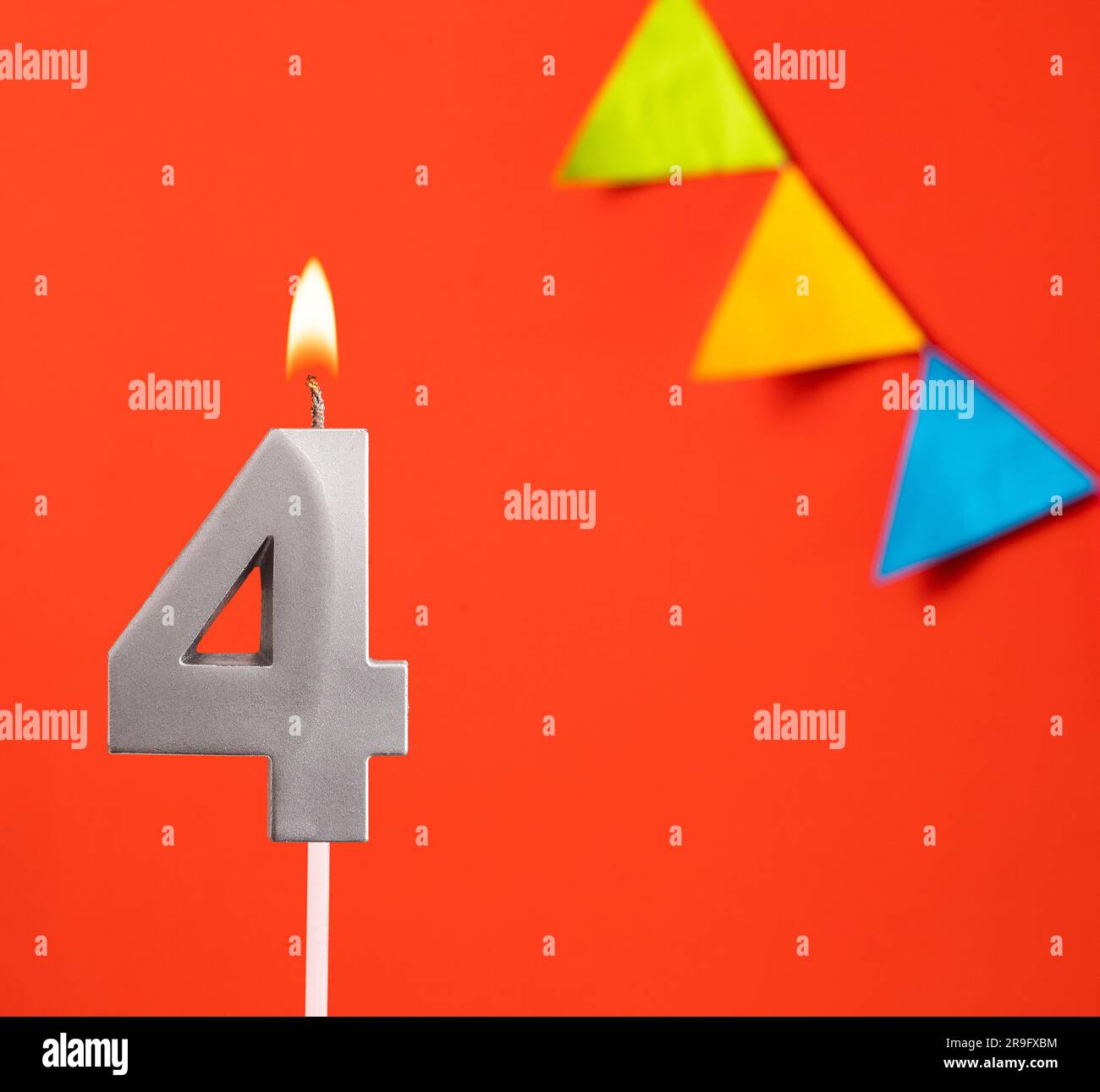 birthday-card-number-4-candle-in-orange-background-stock-photo-alamy