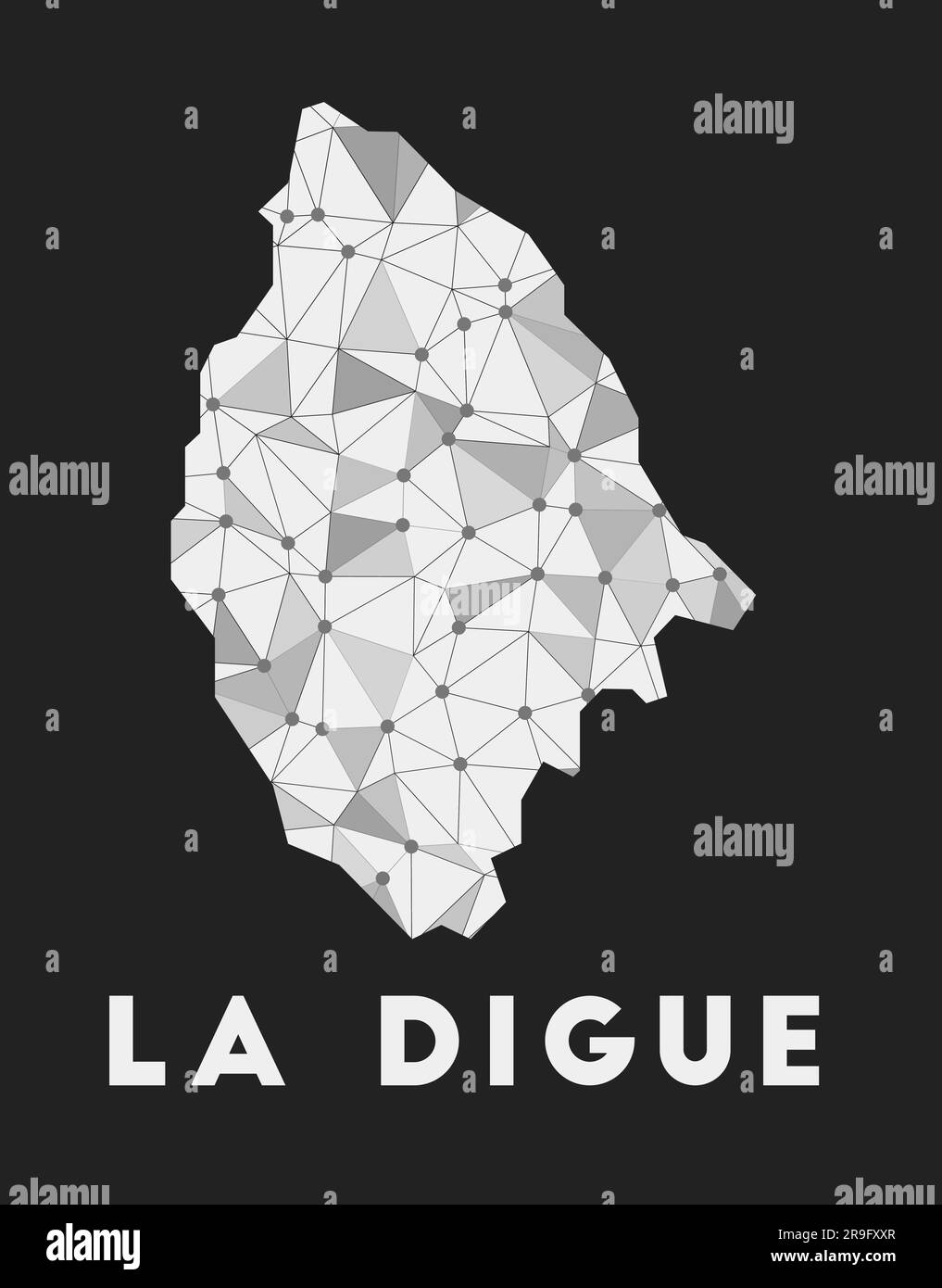 La Digue - communication network map of island. La Digue trendy ...