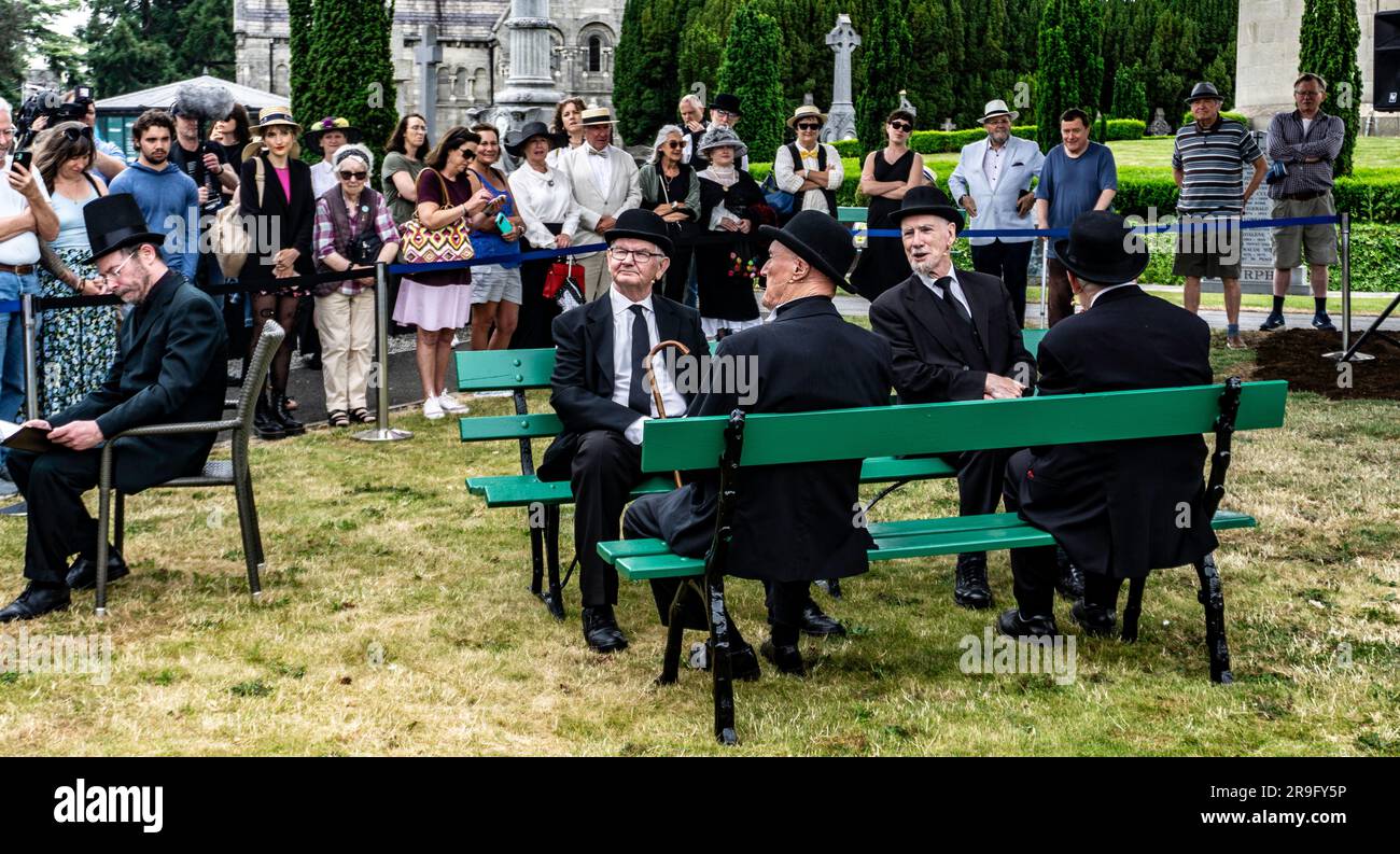 The annual reenactment of the funeral of Paddy Dignam, in Glasnevin Cemetery, by the Joycestagers, from the Hades chapter in James Joyce’s Ulysses. Stock Photo