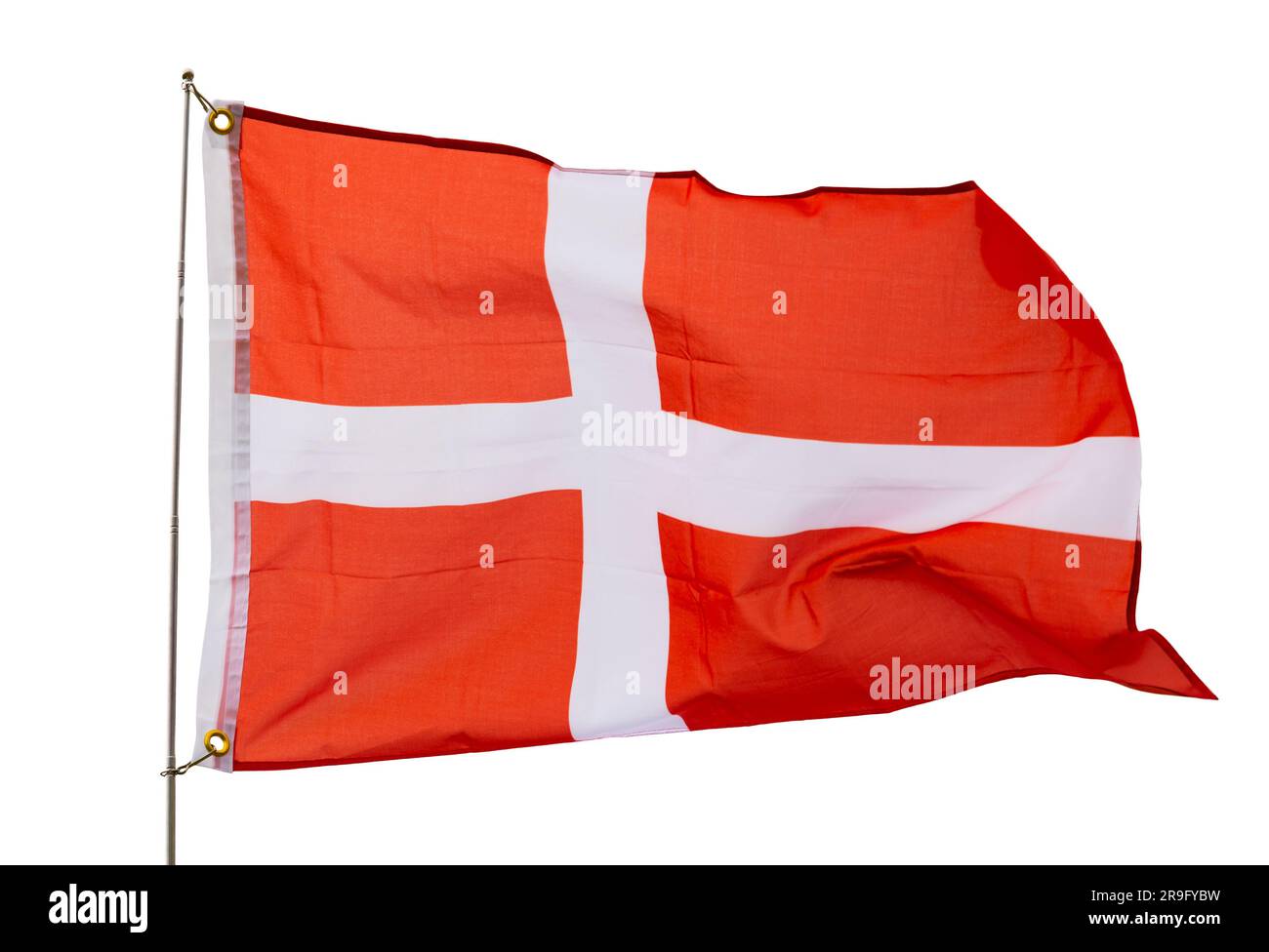 Danish flag flying beautifully in wind Stock Photo