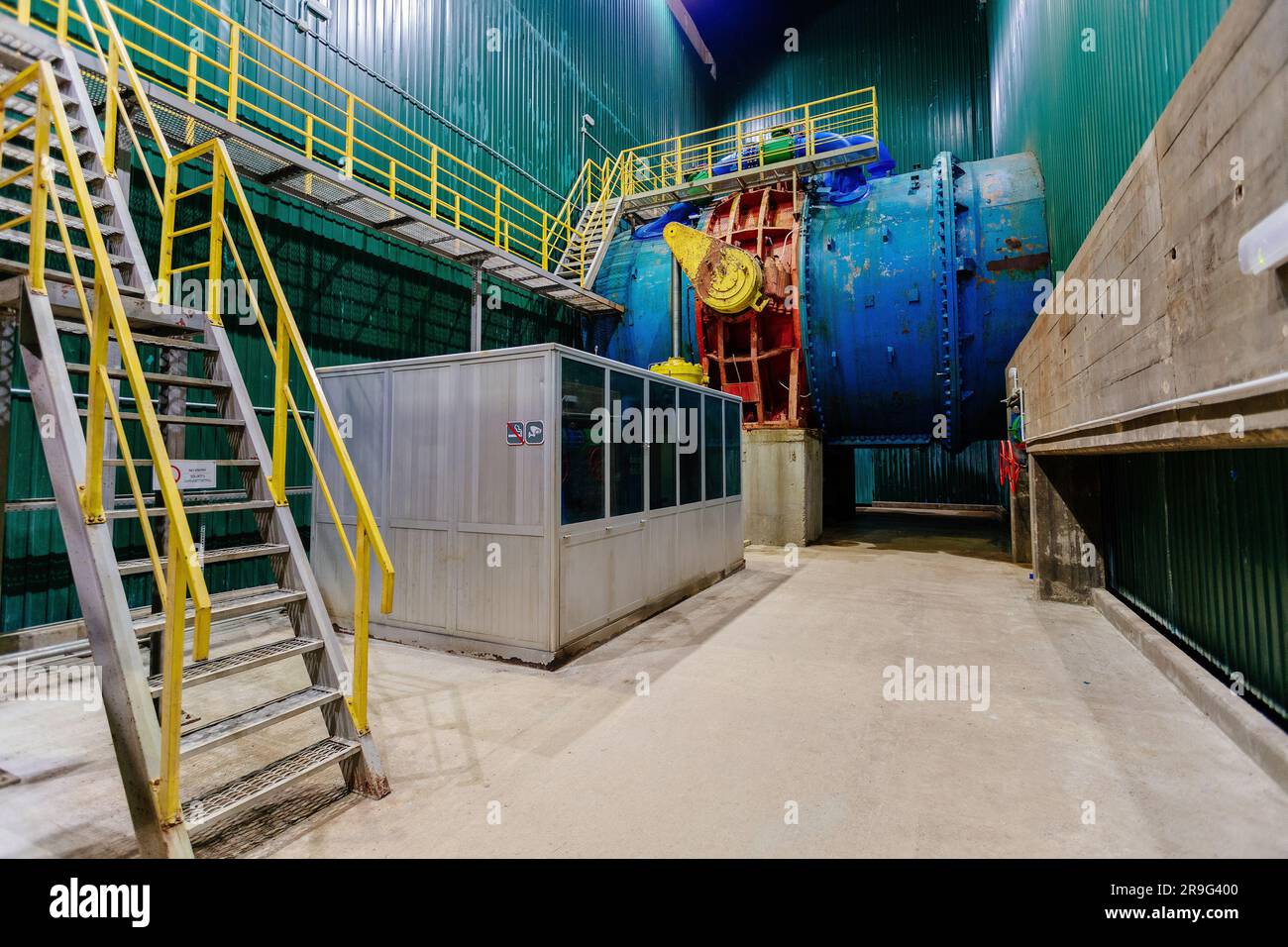 Control of water regulation system in hydroelectric power plant Stock