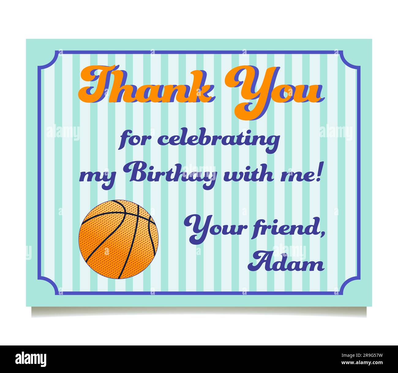 thank you card basketball theme birthday party thank you card