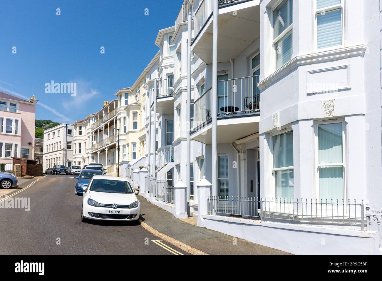 Period seafront buildings, Hambrough Road, Vetnor, Isle of Wight, England, United Kingdom Stock Photo