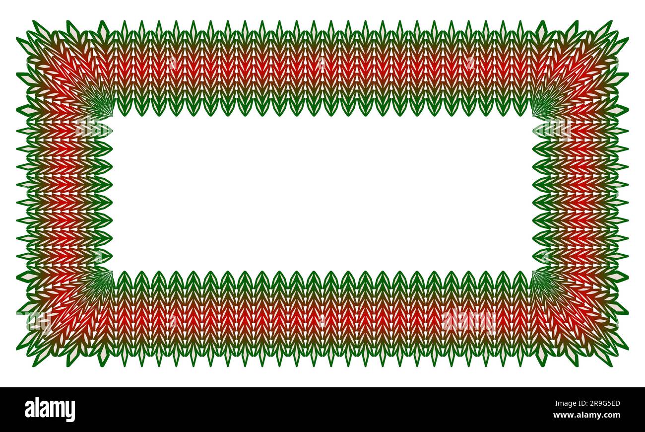Christmas and New Year knit ornament frame Copy space Rectangle design element Horizontal or vertical vector illustration Isolated on white background Stock Vector