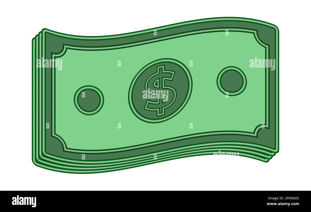 Stack of money Dollar banknotes 3D icon Currency symbol Vector illustration isolated on white background Stock Vector