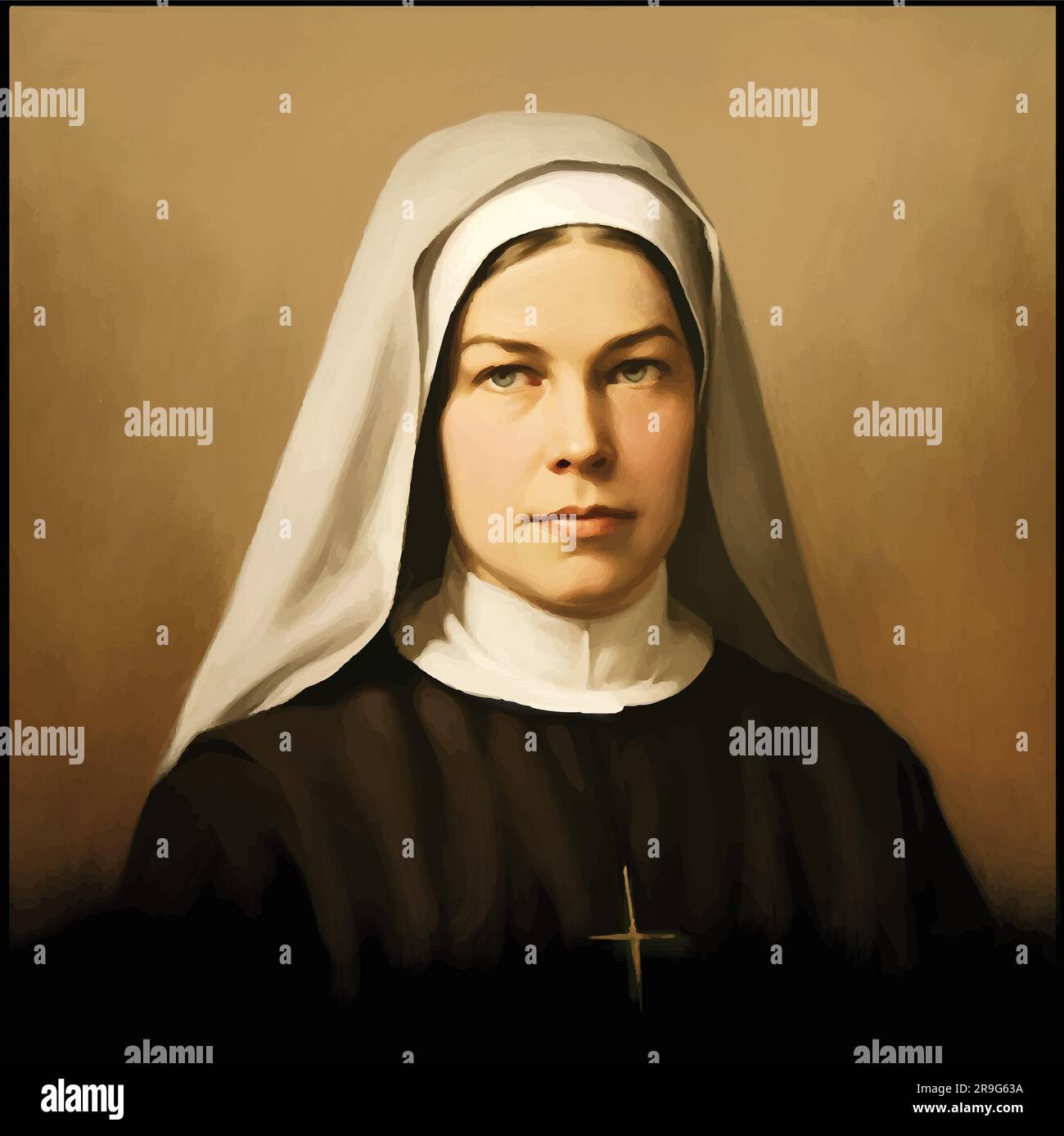 Vector Portrait of Saint Mary Helen MacKillop (1842-1909), Australian saint Stock Vector