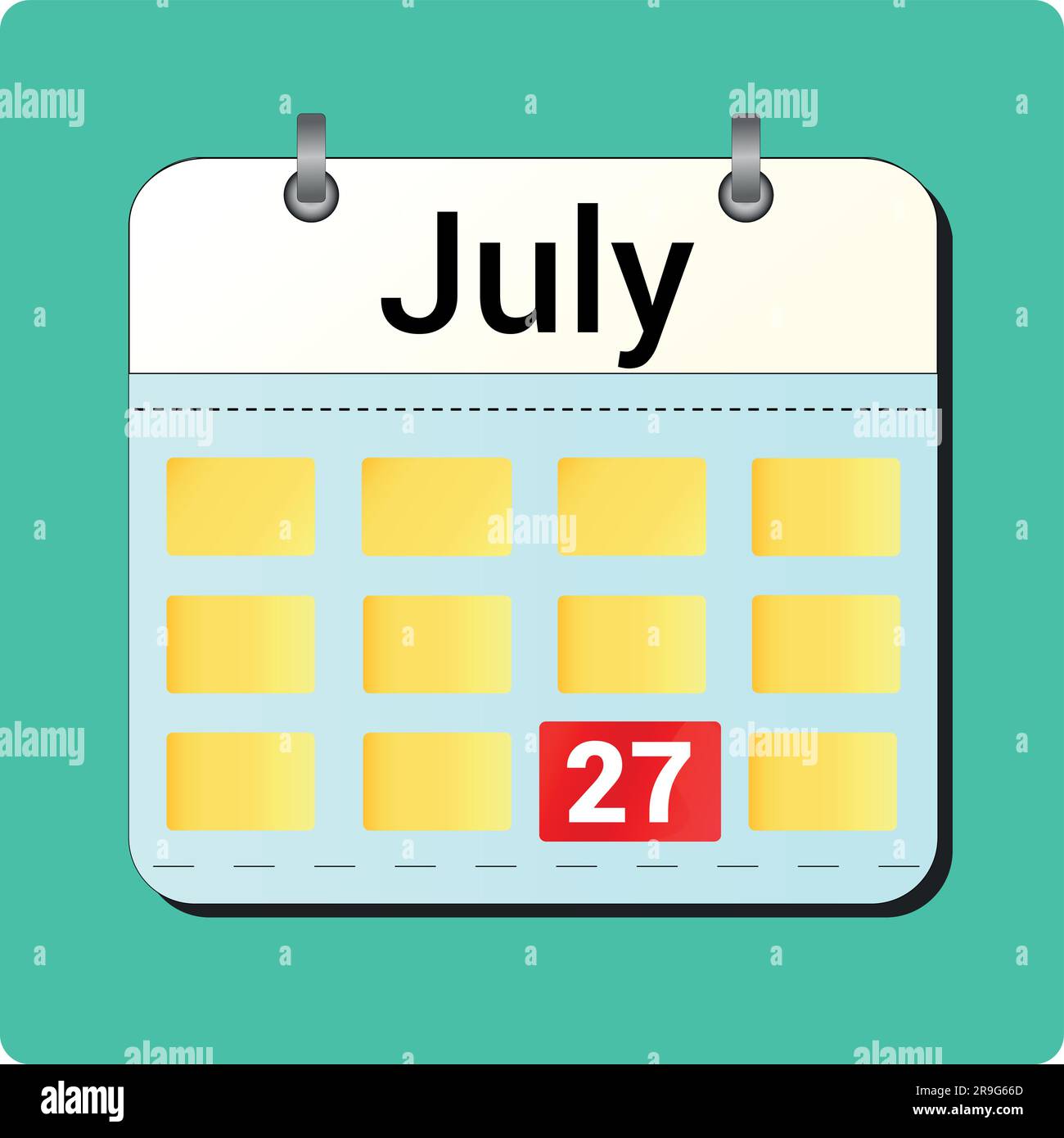 calendar vector drawing, date JULY 27 on the page Stock Vector