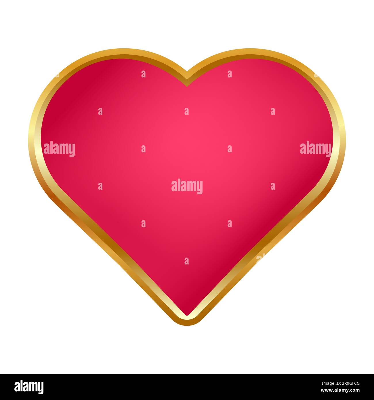 3D Heart icon Red heart covering golden decorative shape Isolated holiday design element Vector illustration Stock Vector