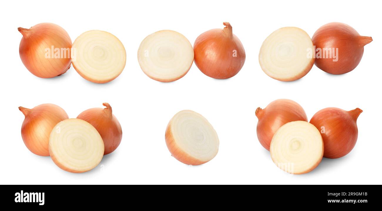 Whole and halved fresh onions hi-res stock photography and images - Alamy