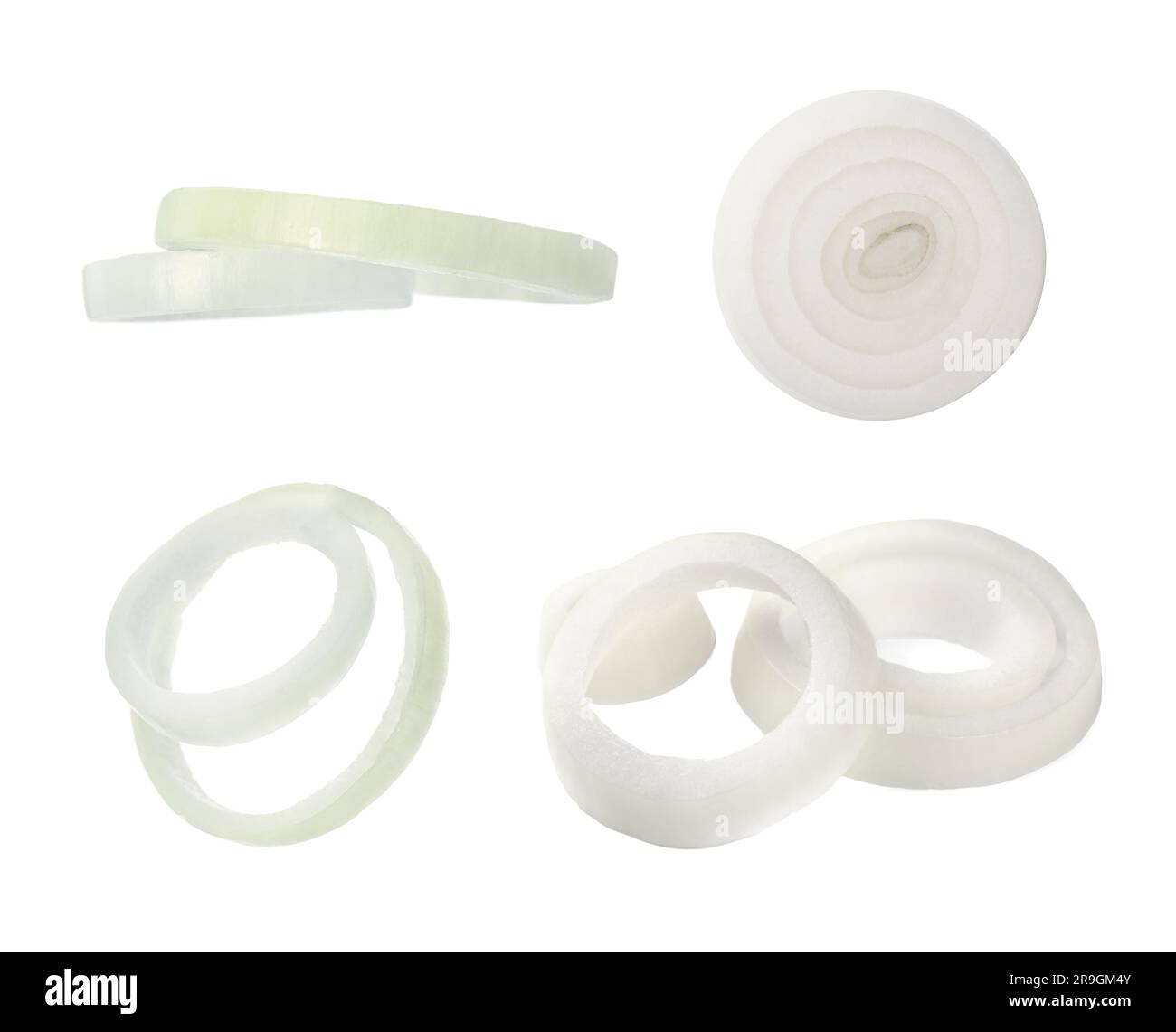 Set of onion rings isolated on white Stock Photo - Alamy