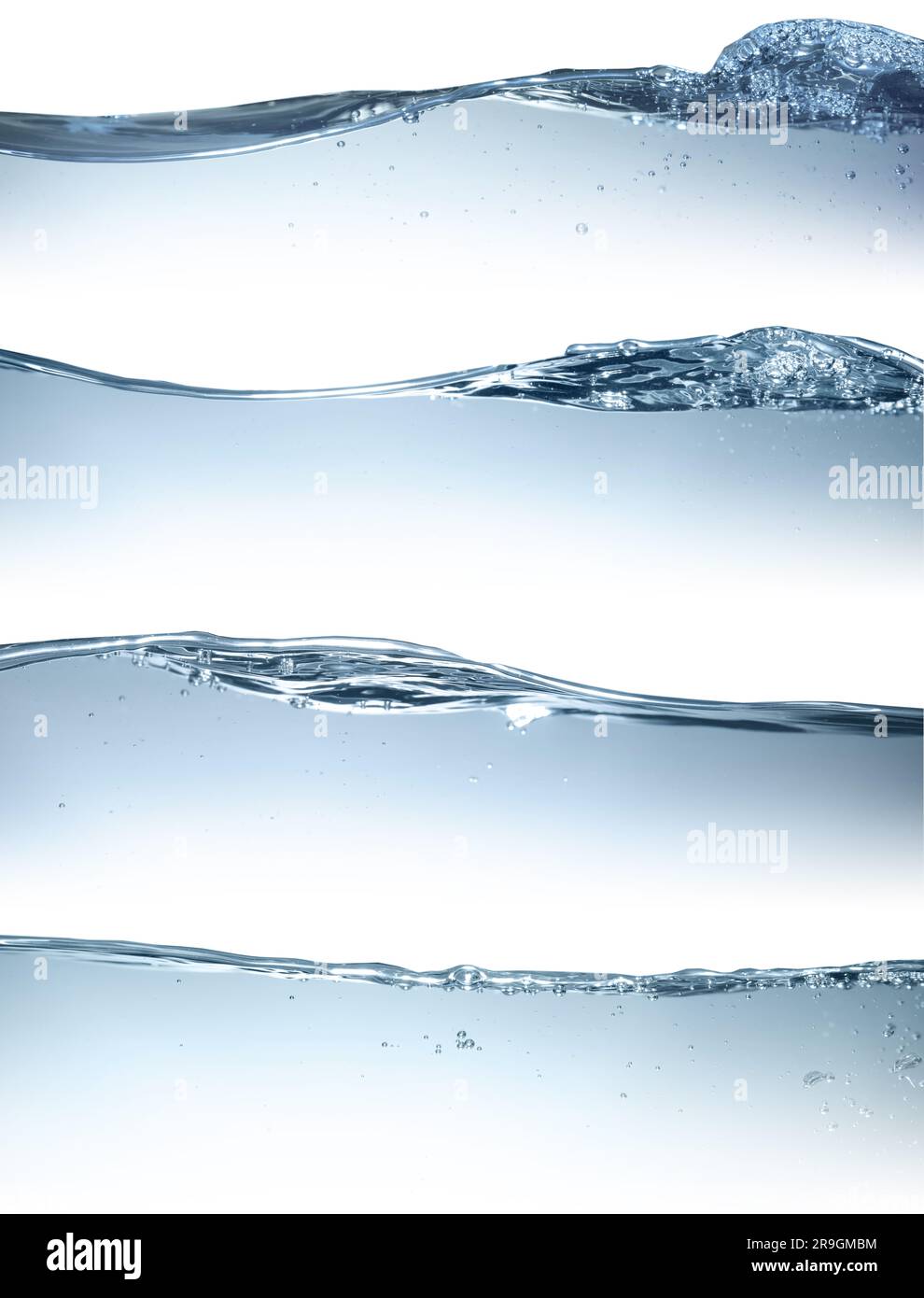 Collage with different beautiful water waves on white background Stock Photo