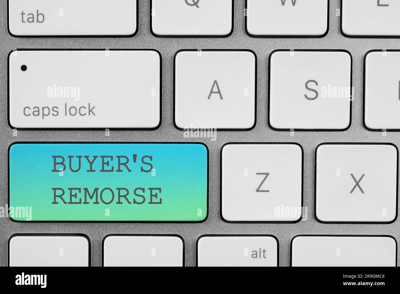 Button with text Buyer's Remorse on computer keyboard, top view Stock Photo