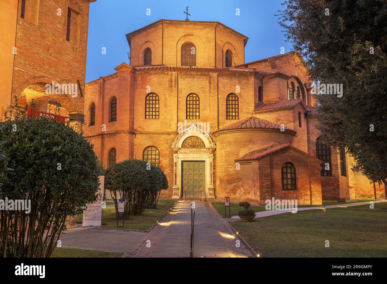Ravenna, Italy at the historic Basilica of San Vitale in the evening. Stock Photo