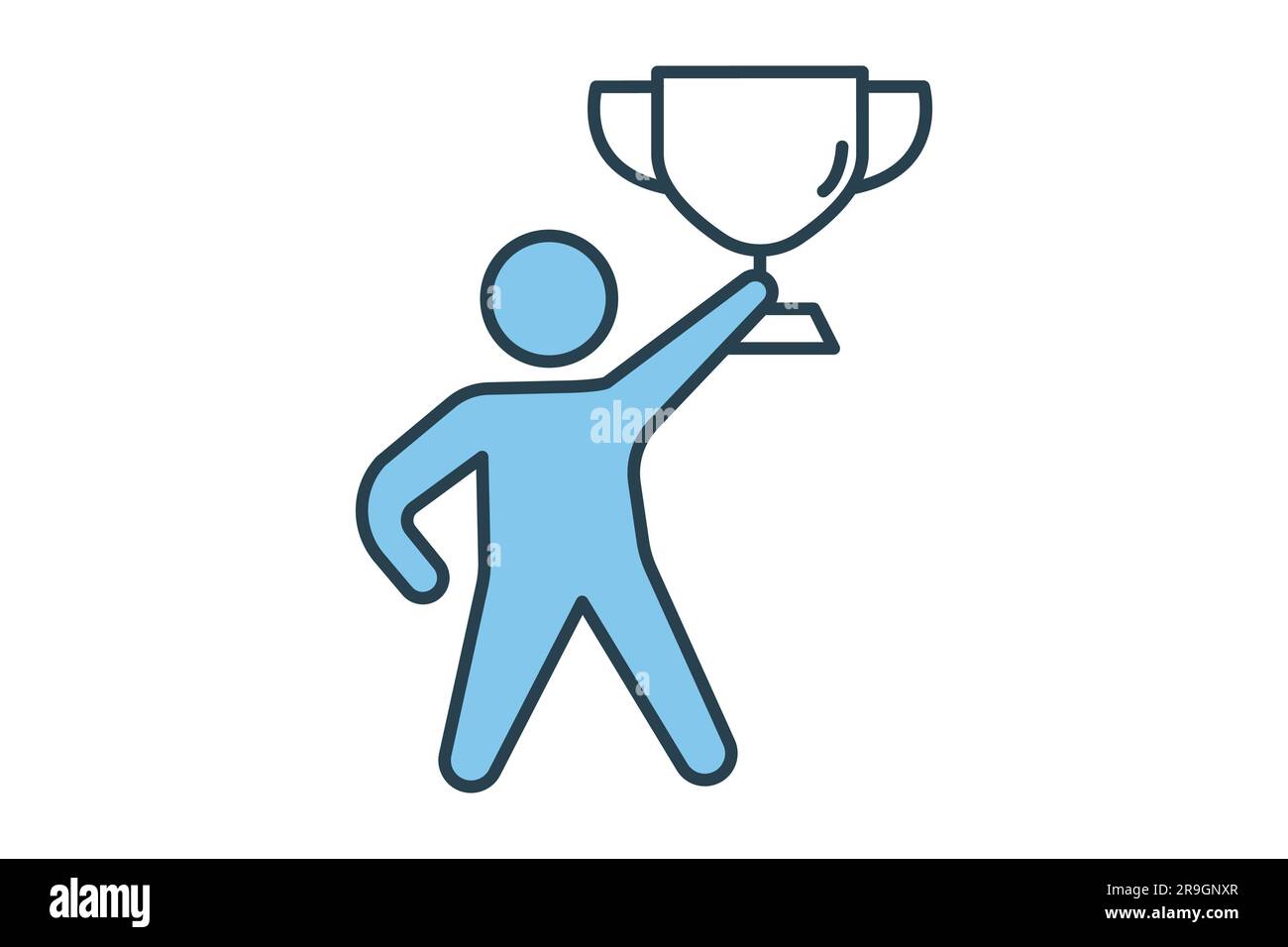 Winner icon. Man holding trophy cup. icon related to celebration ...