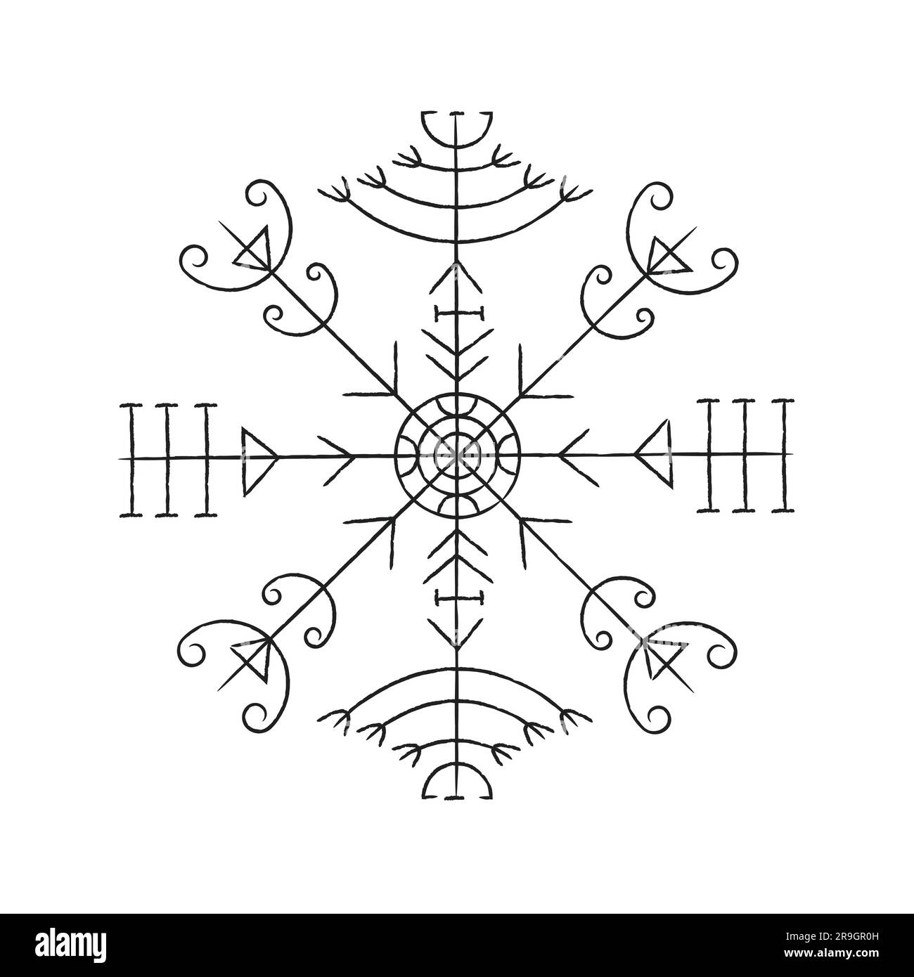 Veldismagn Icelandic rune protection symbol Stock Vector