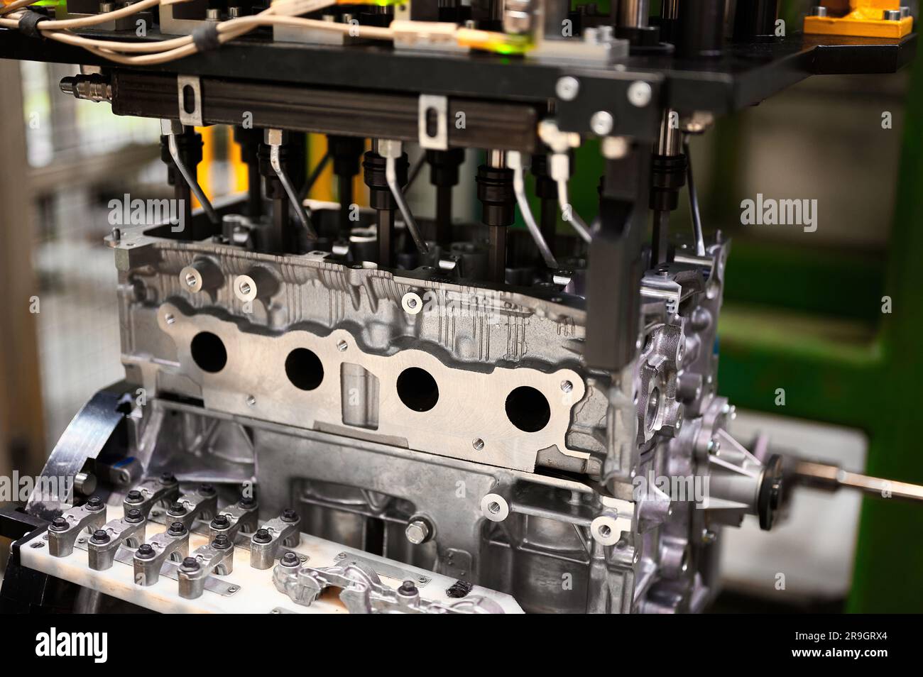 Thread Insets Engine Block Process of screwing threaded studs into cylinder block case Stock Photo ...