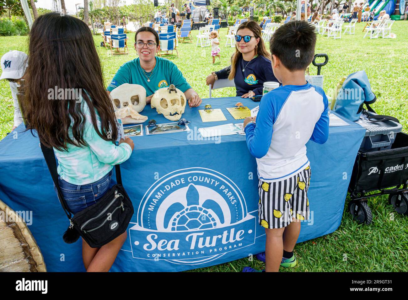 Miami Beach Florida,Altos del Mar Park,Turtle Fest festival event,family friendly,Miami-Dade County Parks Sea Turtle Conservation Program,exhibitor in Stock Photo