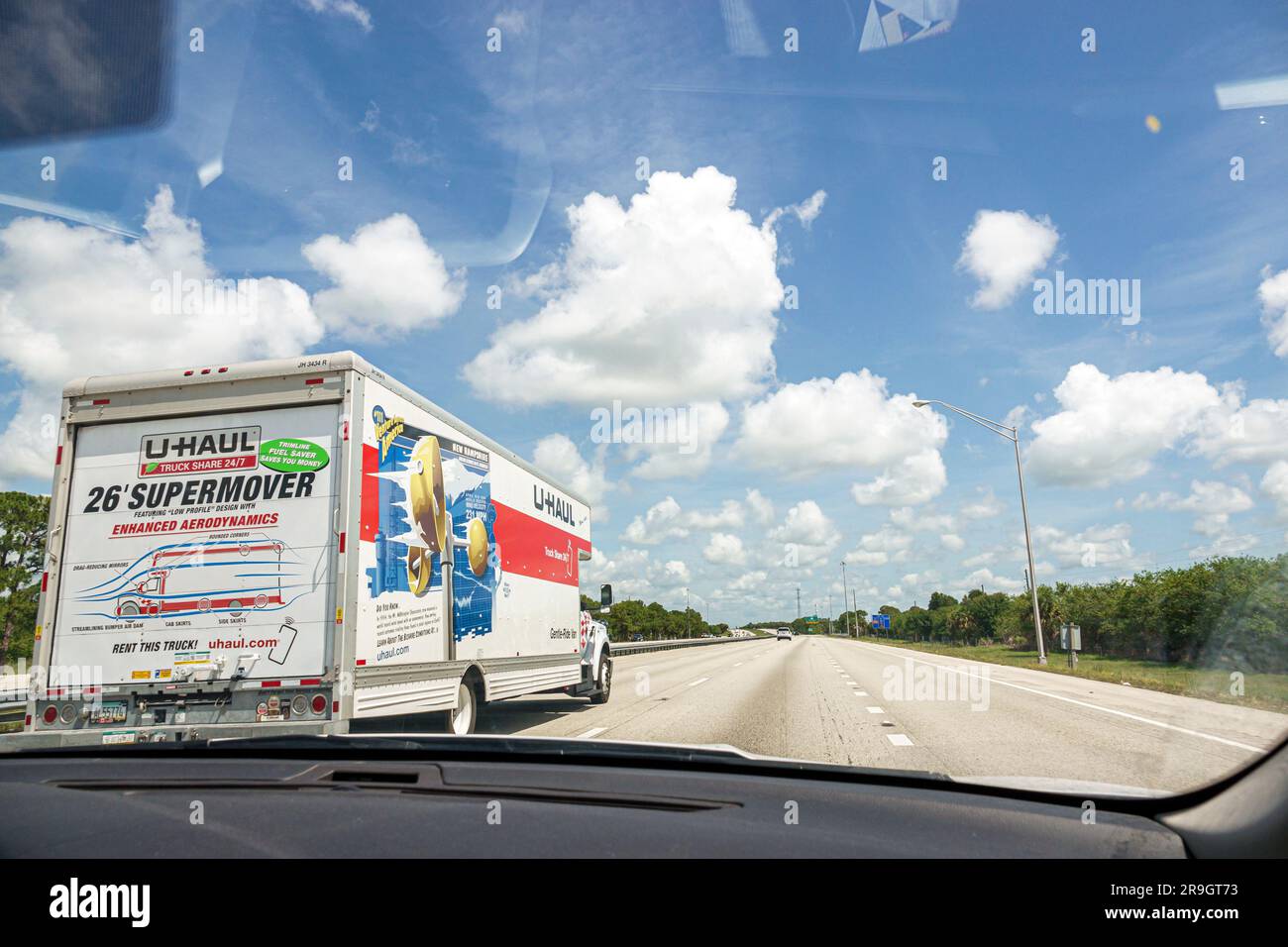 Palm Bay Florida,I95 Interstate 95 highway,UHaul rental truck passing