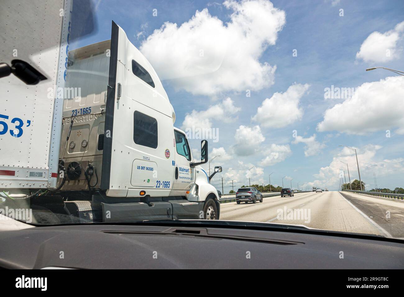 Palm Bay Florida,I95 Interstate 95 highway,tractor semitrailer truck