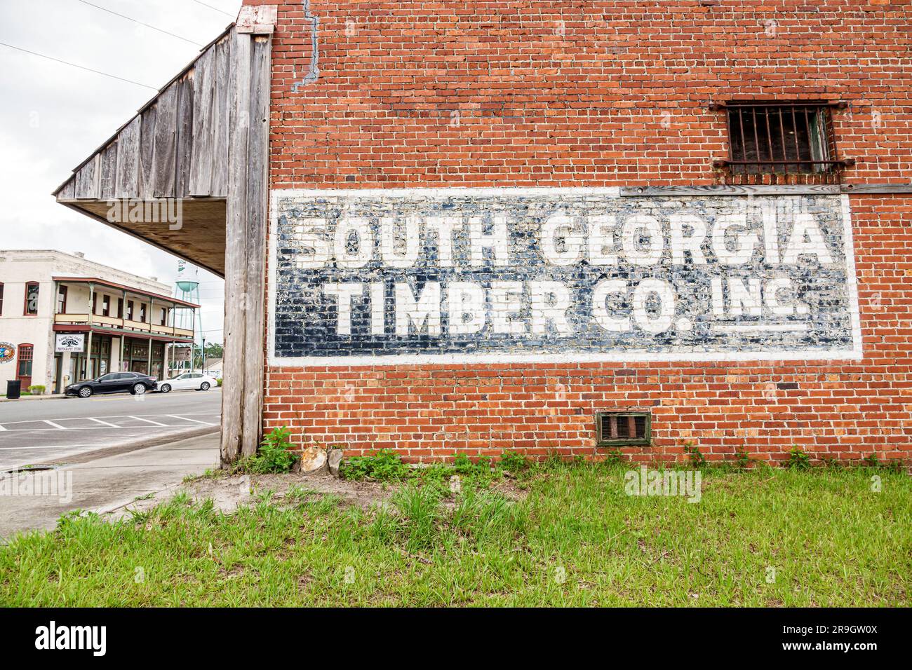 Folkston town city,historic downtown restored buildings,mural advertising Stock