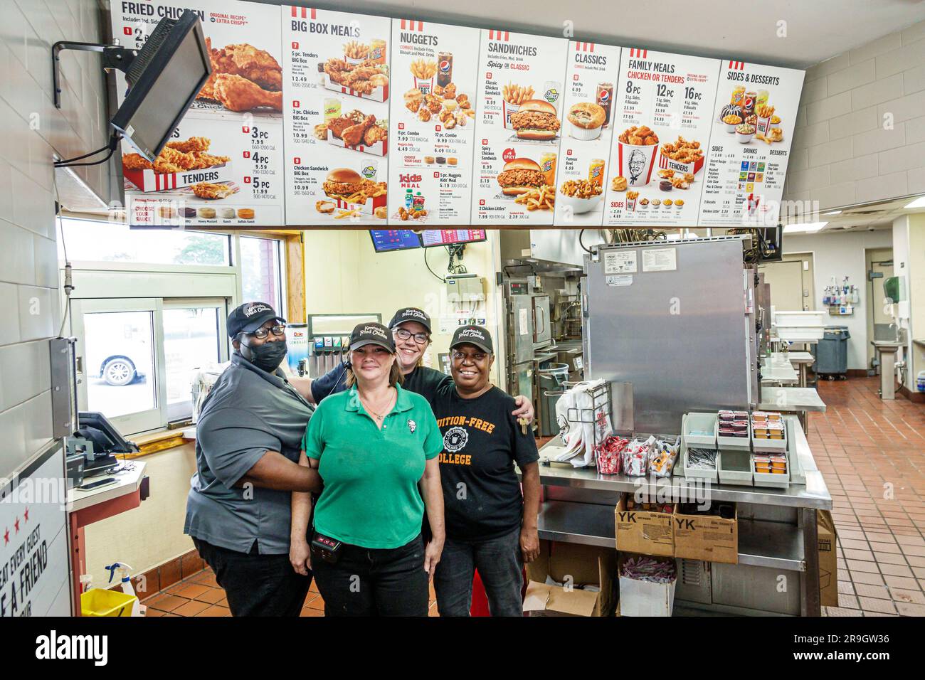 Alma Georgia,KFC fast food Kentucky Fried Chicken,women workers staff menu,Black African American,inside interior indoors,restaurant Stock Photo