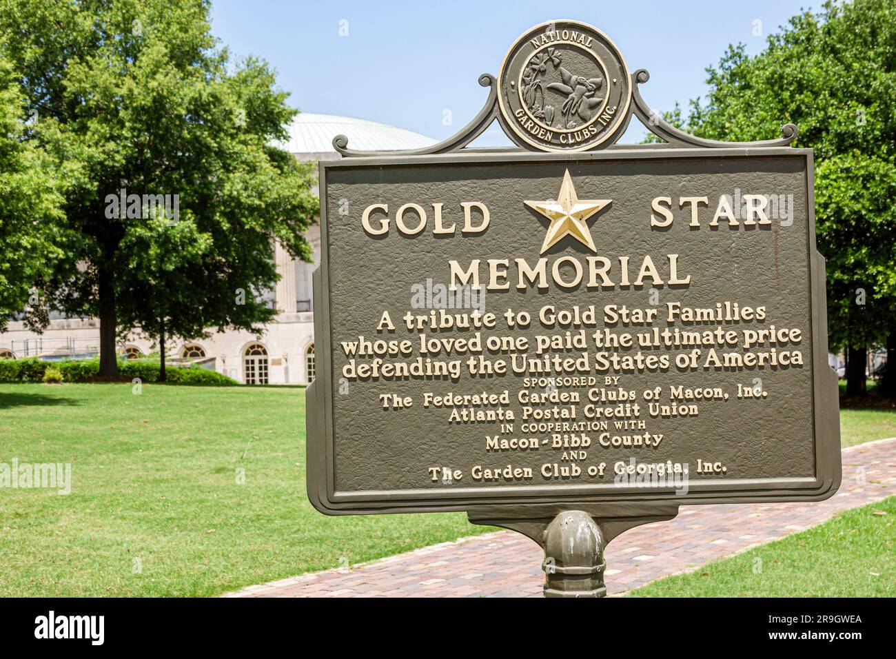 Macon Georgia,Gold Star Memorial sign,Rosa Parks Square Stock Photo