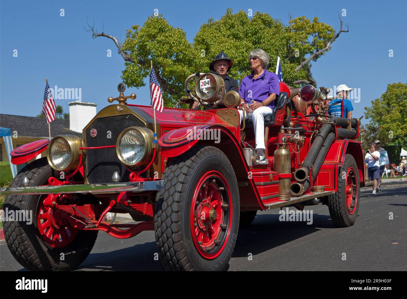 Vintage fire engine July 4th parade Pacific Palisades CA 2.tif Stock Photo