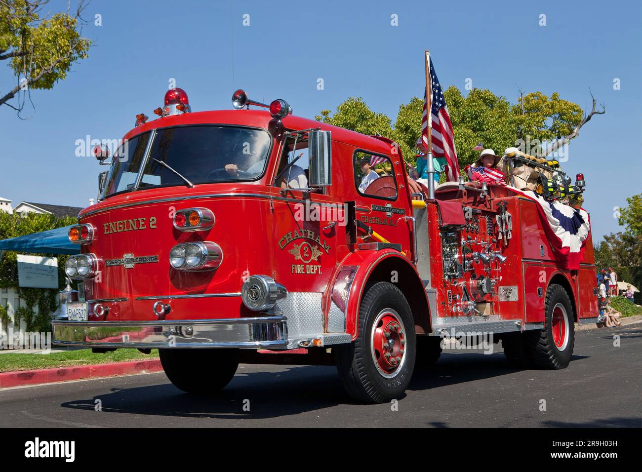 Vintage fire engine July 4th parade Pacific Palisades CA.tif Stock Photo