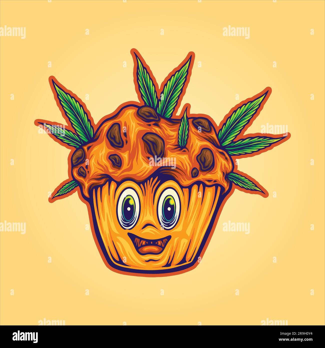Cannabis cupcake indica weed strain logo illustrations vector