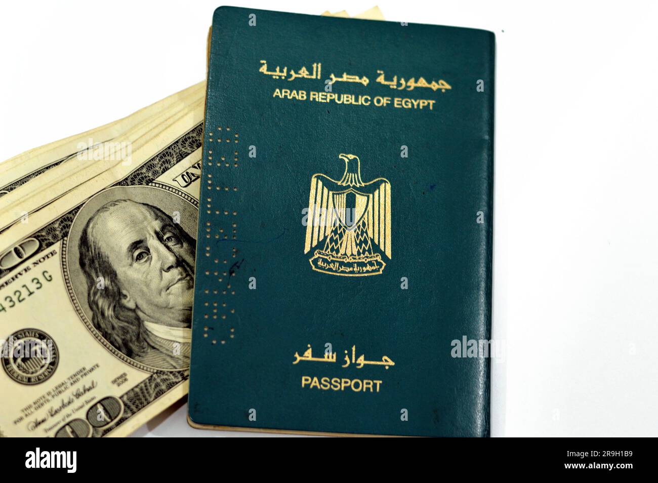Egyptian passport with American dollars of 100 one hundred United