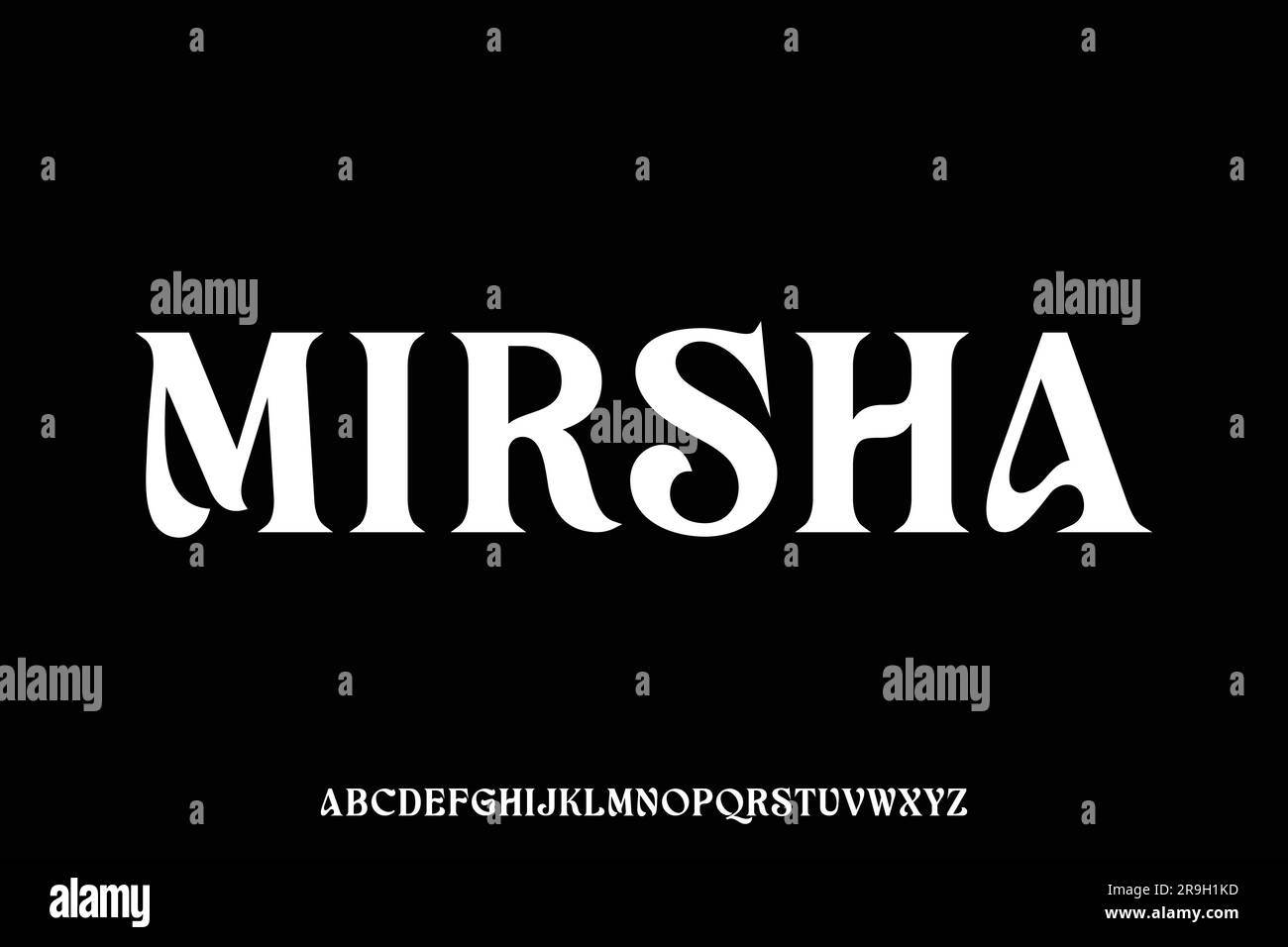 Thick curved elegant typeface display font vector. Wavy serif