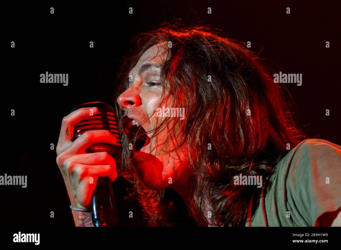 Lead singer Brandon Boyds of American rock band Incubus performs live in concert, Vector Arena, Auckland, New Zealand, Stock Photo