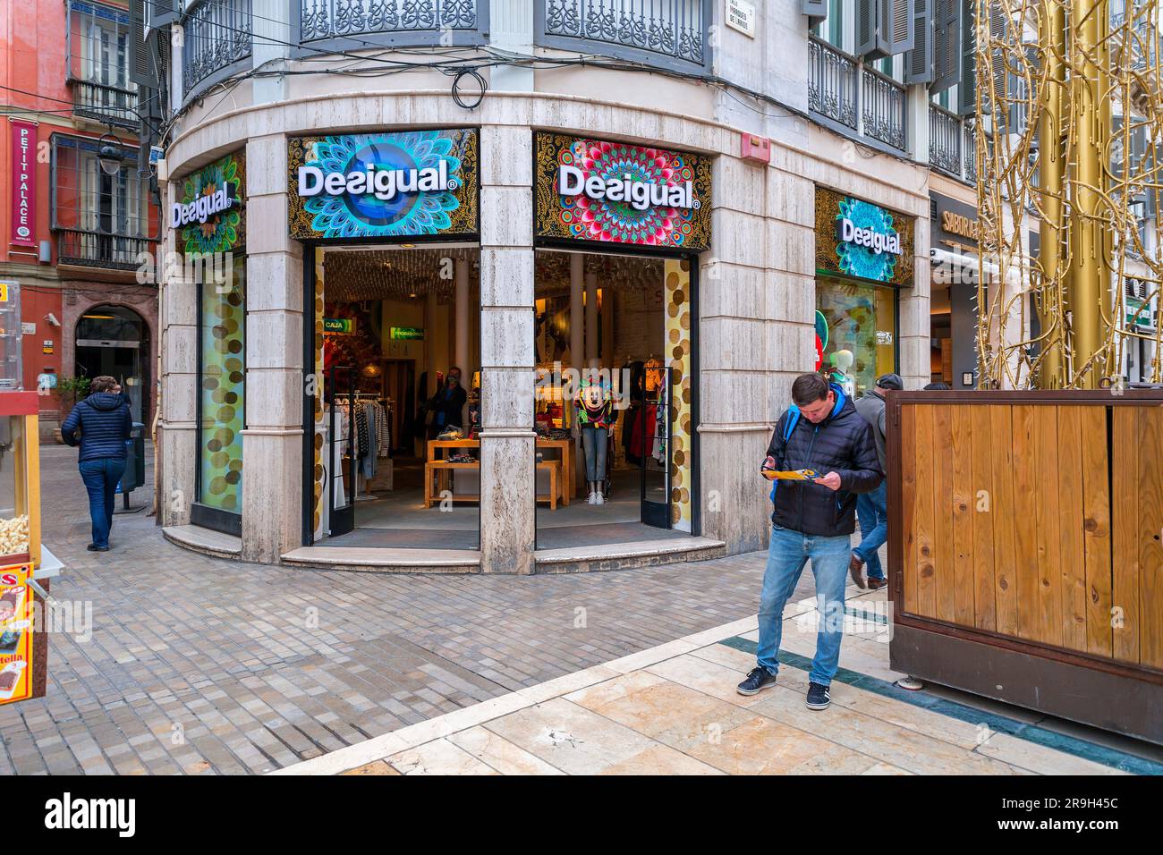 Malaga, Spain - FEB 27, 2022: Desigual store at Marques de Larios Street, a  vibrant shopping street in Malaga. Desigual is a Barcelona-based Spanish a  Stock Photo - Alamy
