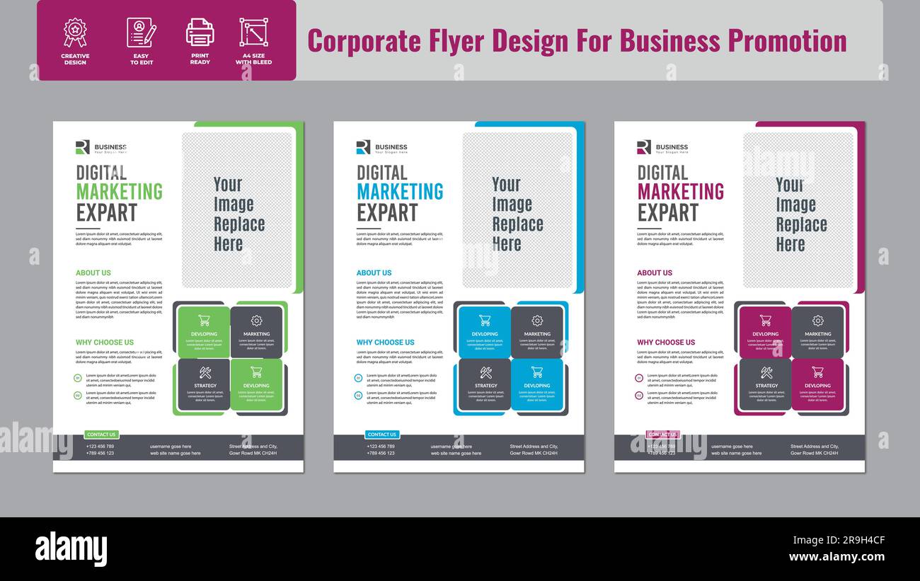 Business Flyer Corporate Flyer Template poster flyer brochure cover design layout space for photo background, vector illustration template in A4 size Stock Vector