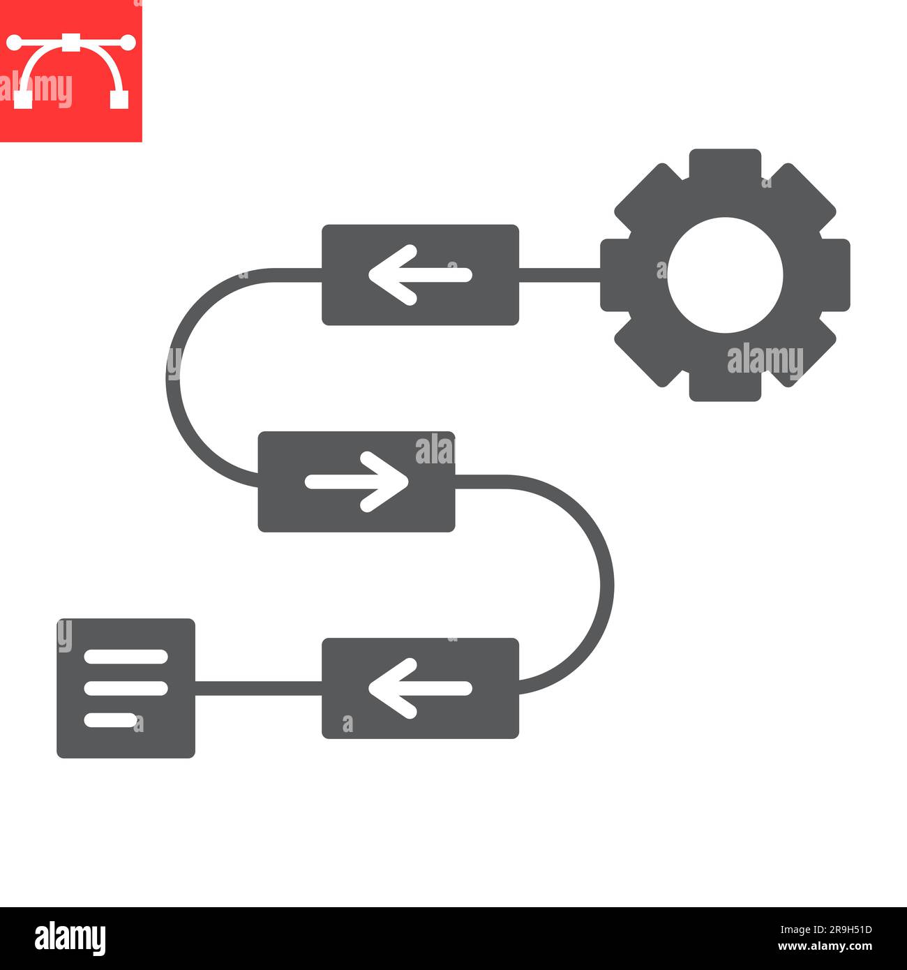 Workflow glyph icon, technology and artificial intelligence, digital solution vector icon, vector graphics, editable stroke solid sign, eps 10. Stock Vector